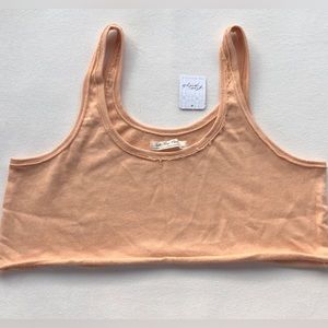 NWT Free People We the Free Crop Heavyweight Tank Top Coral size XS